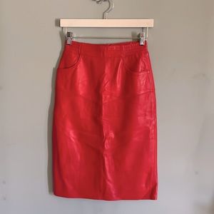 Vintage red leather skirt